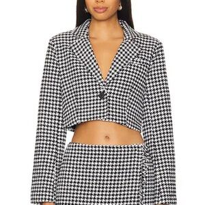 Steve Madden Black and White Houndstooth Blazer